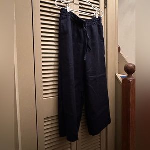 J.Crew, wide-leg seaside pant in linen, Navy, M